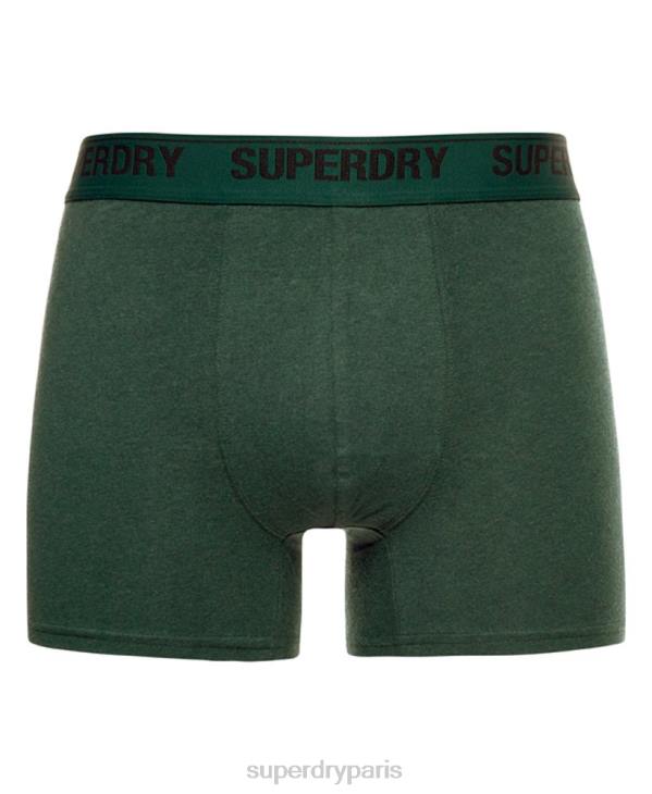 Superdry Hommes lot de deux boxers en coton bio D64Z1663 vêtements vert