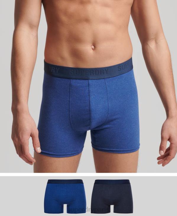 Superdry Hommes lot de deux boxers en coton bio D64Z1666 vêtements bleu