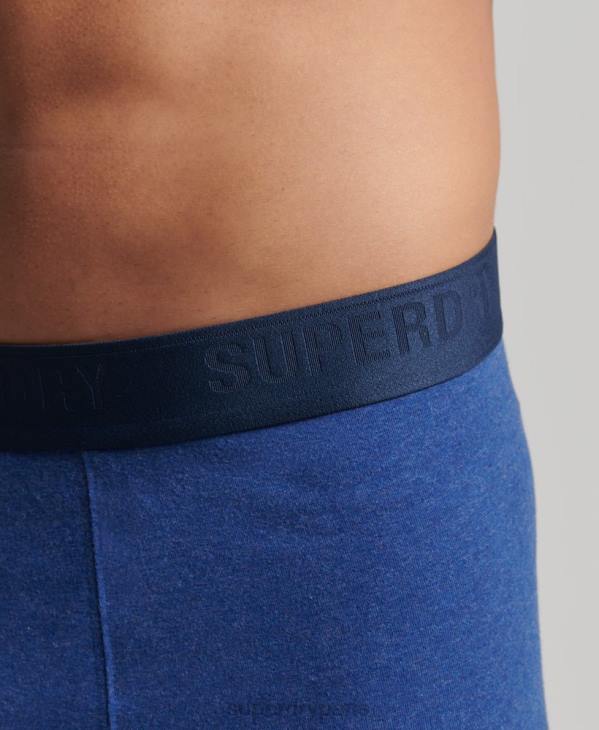 Superdry Hommes lot de deux boxers en coton bio D64Z1666 vêtements bleu