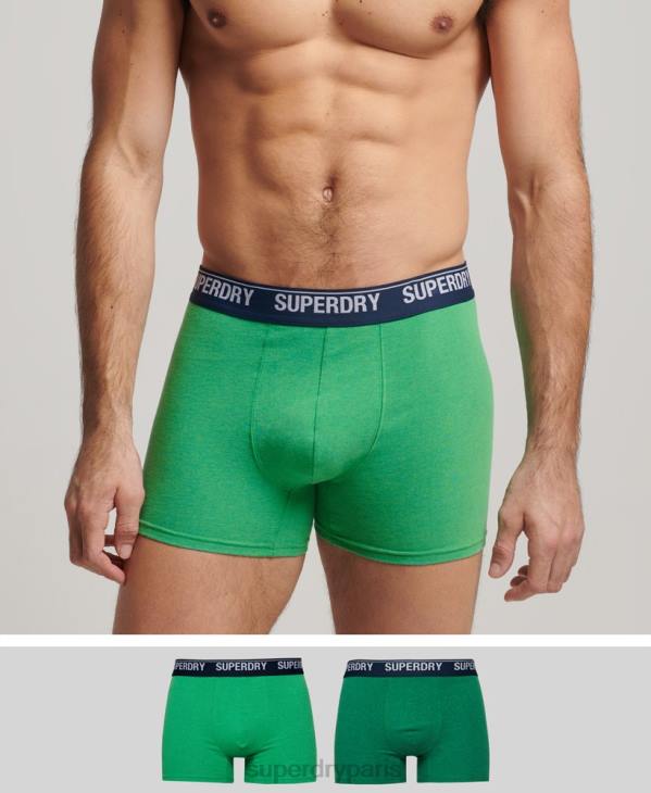 Superdry Hommes lot de deux boxers en coton bio D64Z1706 vêtements vert