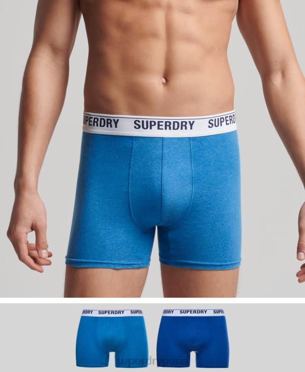 Superdry Hommes lot de deux boxers en coton bio D64Z1736 vêtements bleu
