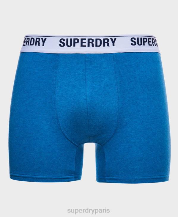 Superdry Hommes lot de deux boxers en coton bio D64Z1736 vêtements bleu