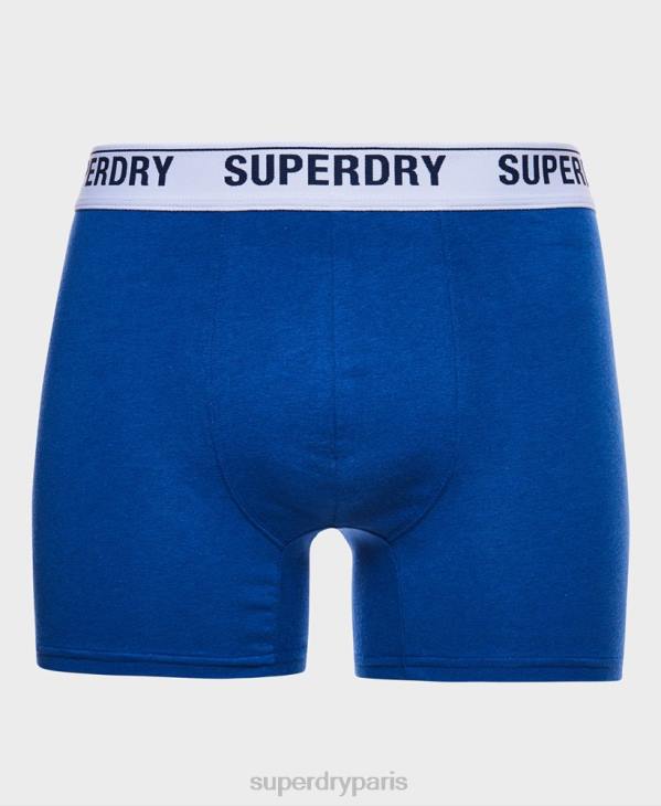 Superdry Hommes lot de deux boxers en coton bio D64Z1736 vêtements bleu