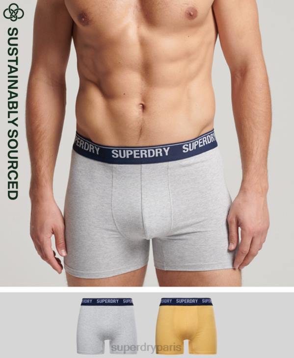 Superdry Hommes lot de deux boxers en coton bio D64Z1749 vêtements jaune