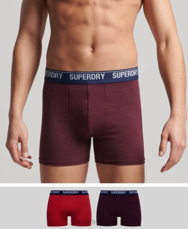 Superdry Hommes lot de deux boxers en coton bio D64Z1833 vêtements rouge
