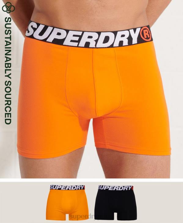 Superdry Hommes lot de deux boxers en coton bio D64Z1881 vêtements orange