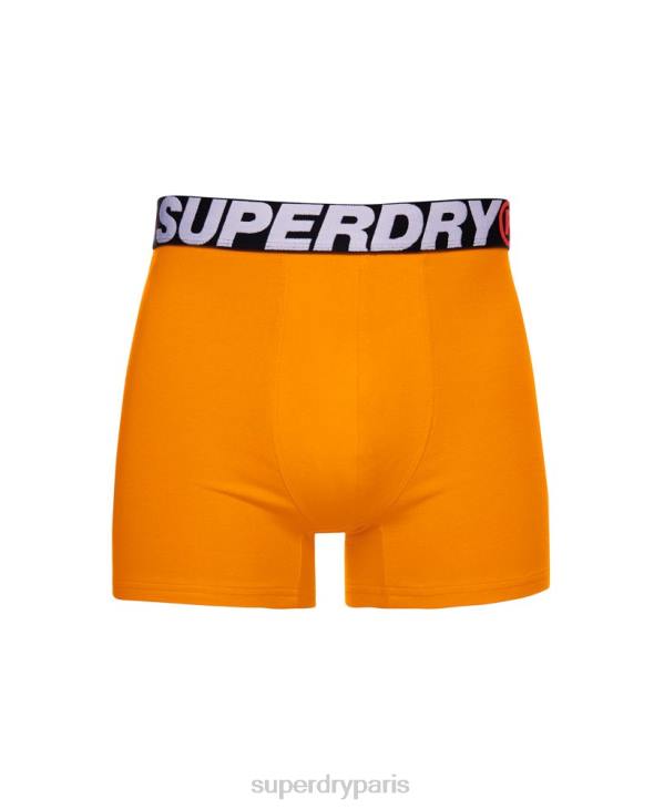Superdry Hommes lot de deux boxers en coton bio D64Z1881 vêtements orange