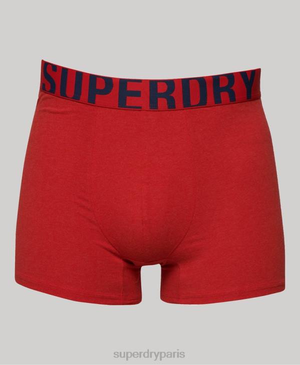 Superdry Hommes lot de deux boxers en coton bio à double logo D64Z1621 vêtements marine