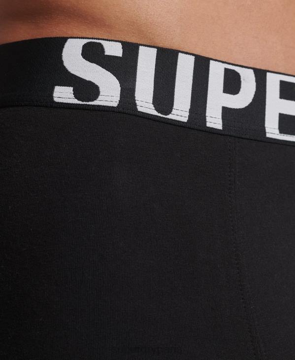 Superdry Hommes lot de deux boxers en coton bio à double logo D64Z1758 vêtements noir