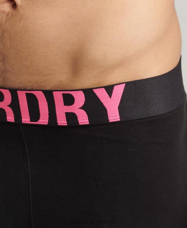 Superdry Hommes lot de deux boxers en coton bio à double logo D64Z1761 vêtements noir
