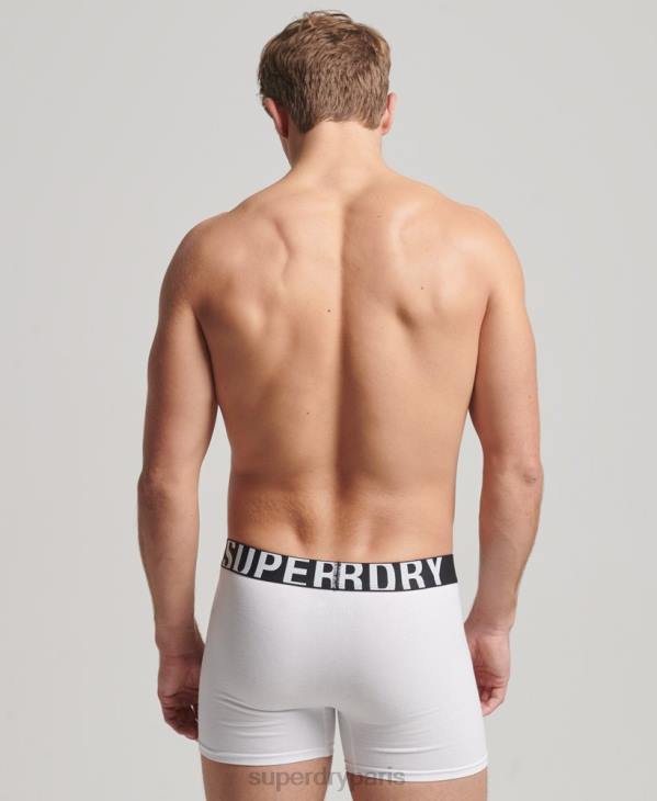 Superdry Hommes lot de deux boxers en coton bio à double logo D64Z1770 vêtements noir