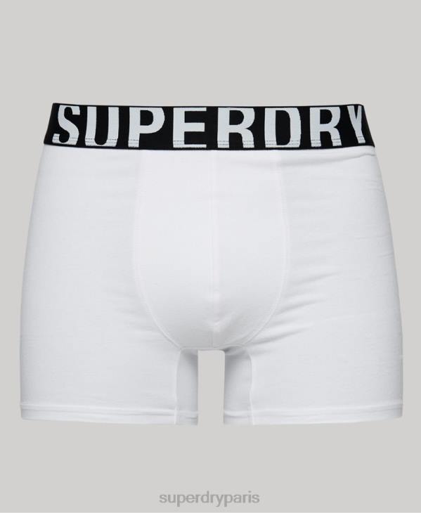 Superdry Hommes lot de deux boxers en coton bio à double logo D64Z1770 vêtements noir