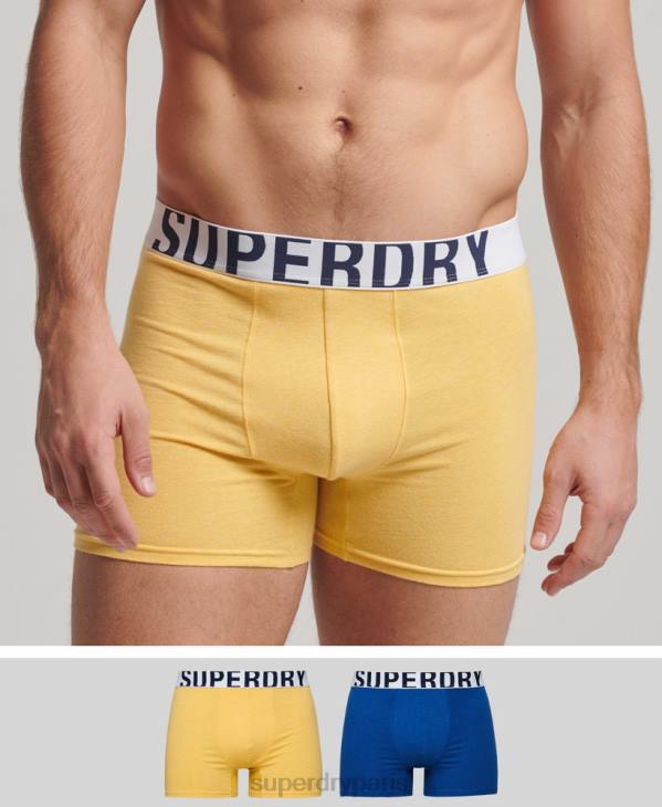 Superdry Hommes lot de deux boxers en coton bio à double logo D64Z1835 vêtements bleu