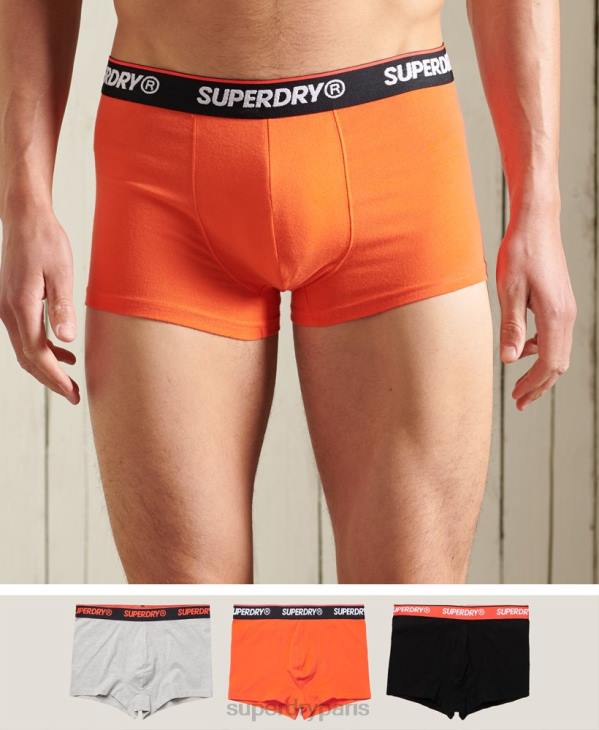 Superdry Hommes lot de trois boxers classiques en coton bio D64Z6498 vêtements orange