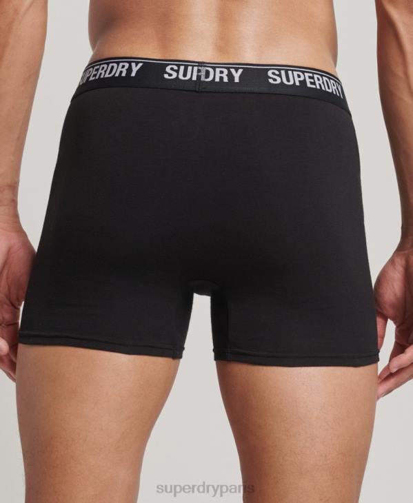 Superdry Hommes lot de trois boxers en coton bio D64Z1597 vêtements noir