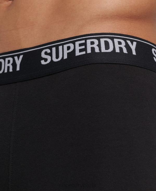 Superdry Hommes lot de trois boxers en coton bio D64Z1597 vêtements noir