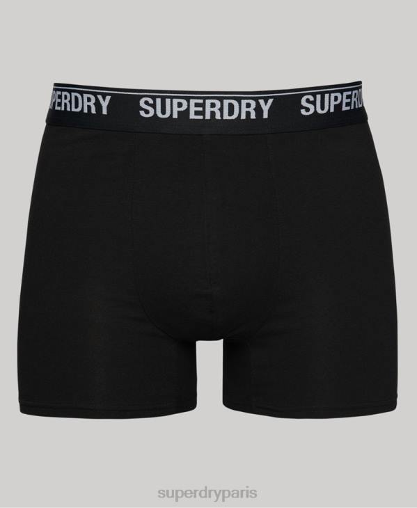 Superdry Hommes lot de trois boxers en coton bio D64Z1597 vêtements noir