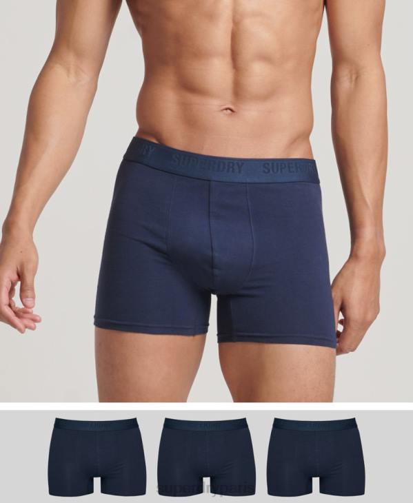 Superdry Hommes lot de trois boxers en coton bio D64Z1600 vêtements marine
