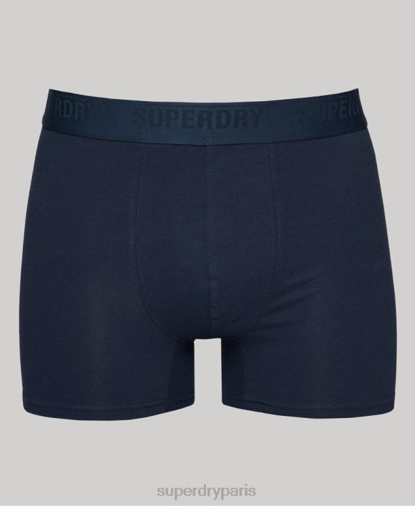 Superdry Hommes lot de trois boxers en coton bio D64Z1600 vêtements marine