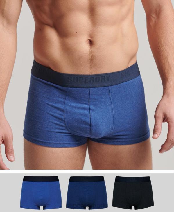 Superdry Hommes lot de trois boxers en coton bio D64Z1606 vêtements bleu