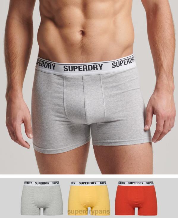 Superdry Hommes lot de trois boxers en coton bio D64Z1618 vêtements orange