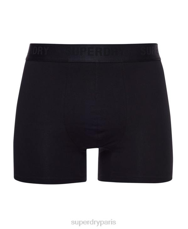 Superdry Hommes lot de trois boxers en coton bio D64Z1622 vêtements noir