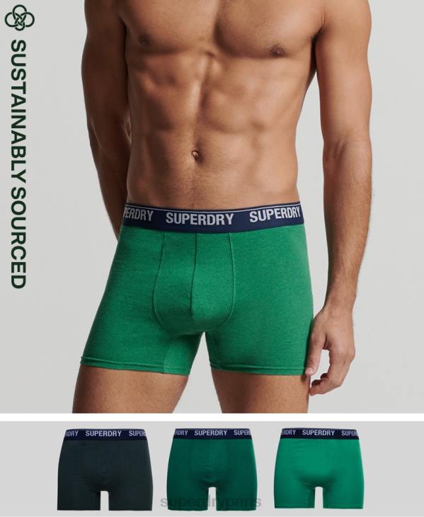 Superdry Hommes lot de trois boxers en coton bio D64Z1667 vêtements vert