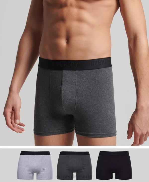 Superdry Hommes lot de trois boxers en coton bio D64Z1744 vêtements gris