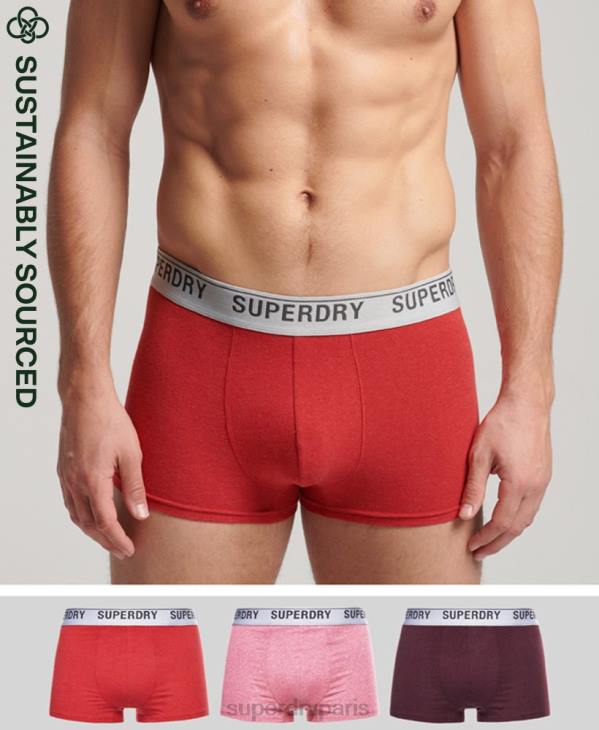 Superdry Hommes lot de trois boxers en coton bio D64Z1751 vêtements rouge