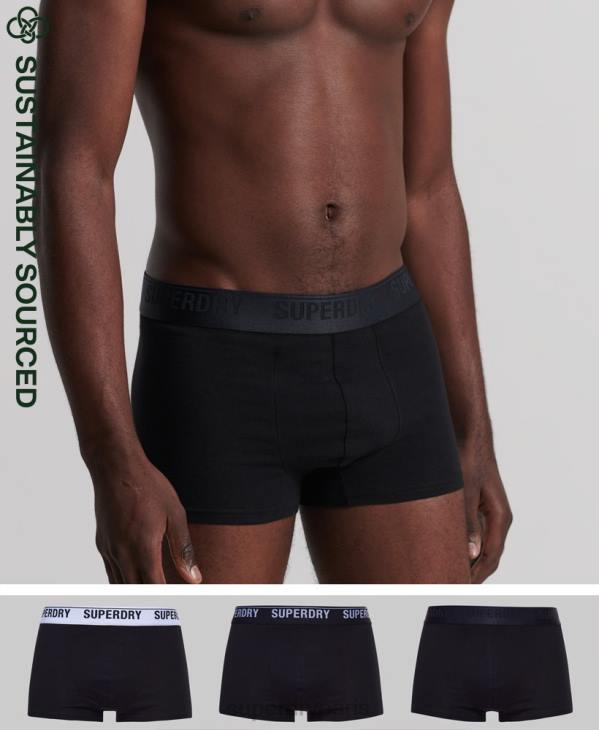 Superdry Hommes lot de trois boxers en coton bio D64Z1768 vêtements noir