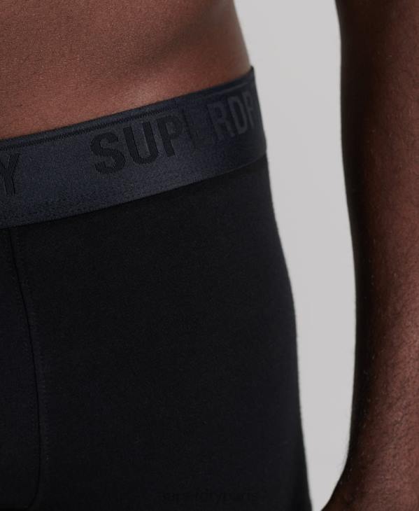 Superdry Hommes lot de trois boxers en coton bio D64Z1768 vêtements noir