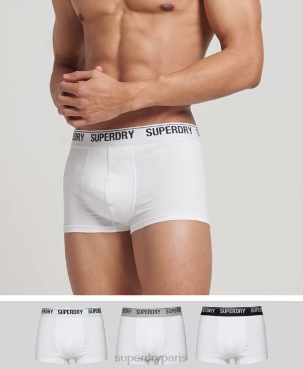 Superdry Hommes lot de trois boxers en coton bio D64Z1769 vêtements blanc