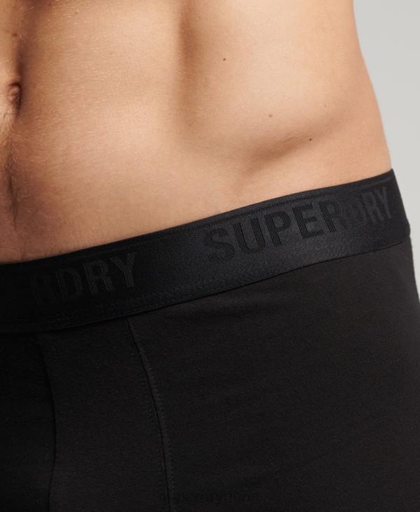 Superdry Hommes lot de trois boxers en coton bio D64Z1772 vêtements noir