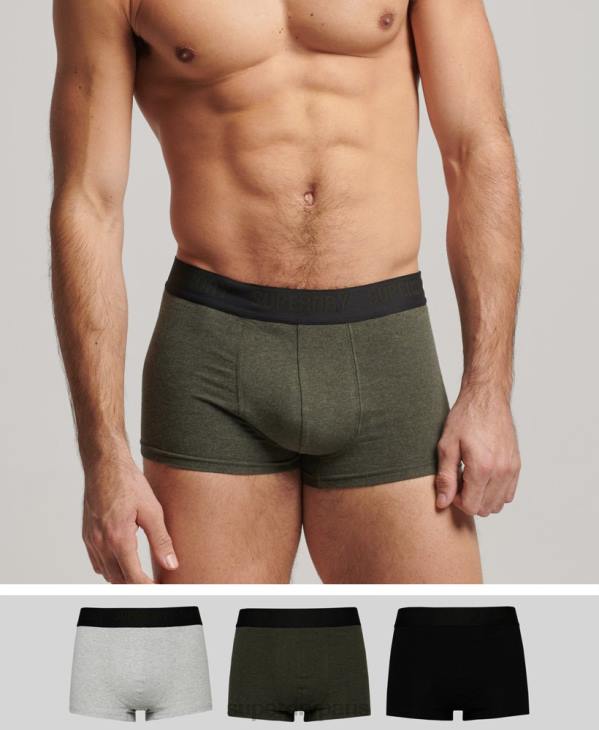 Superdry Hommes lot de trois boxers en coton bio D64Z1786 vêtements noir