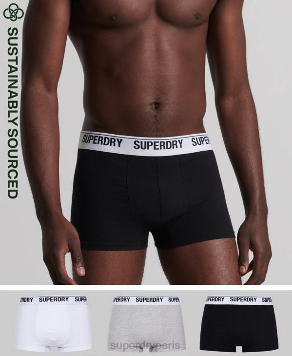 Superdry Hommes lot de trois boxers en coton bio D64Z1787 vêtements noir
