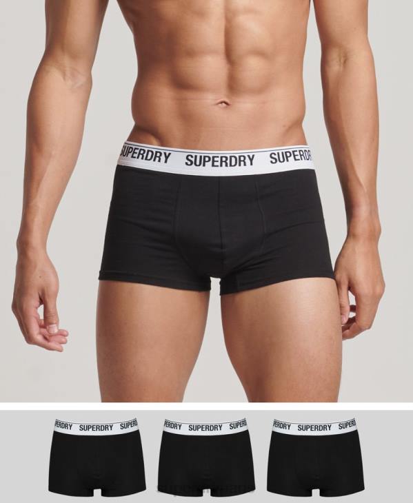 Superdry Hommes lot de trois boxers en coton bio D64Z1788 vêtements noir