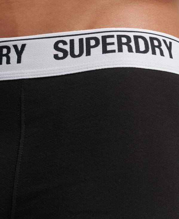 Superdry Hommes lot de trois boxers en coton bio D64Z1788 vêtements noir