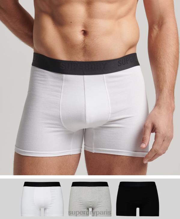 Superdry Hommes lot de trois boxers en coton bio D64Z1820 vêtements noir