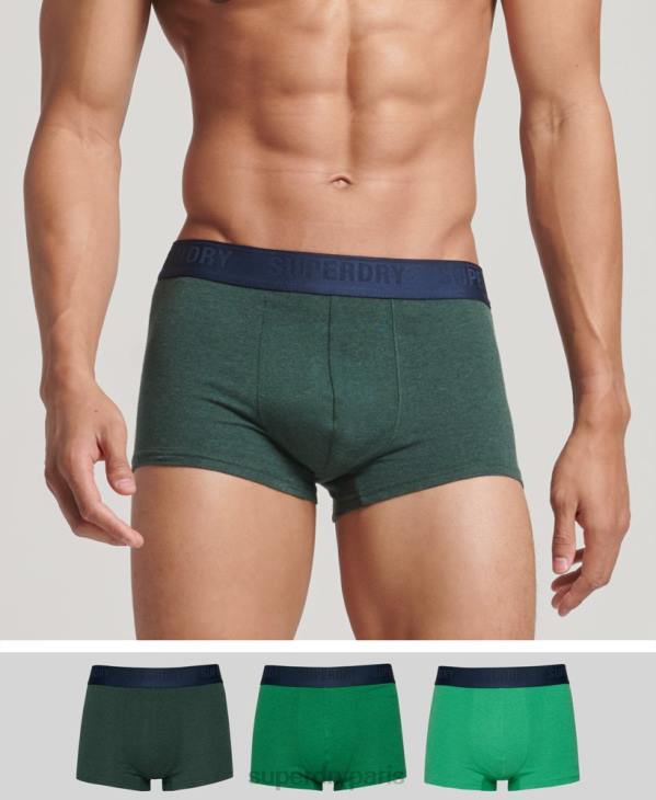 Superdry Hommes lot de trois boxers en coton bio D64Z1830 vêtements vert