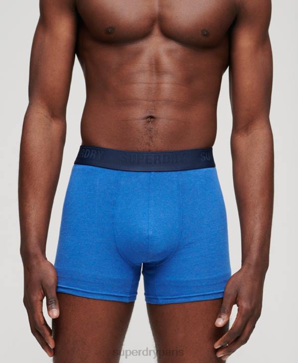 Superdry Hommes lot de trois boxers en coton bio D64Z1834 vêtements bleu
