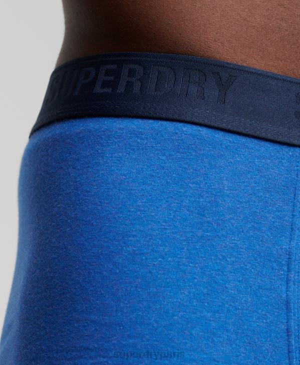 Superdry Hommes lot de trois boxers en coton bio D64Z1834 vêtements bleu