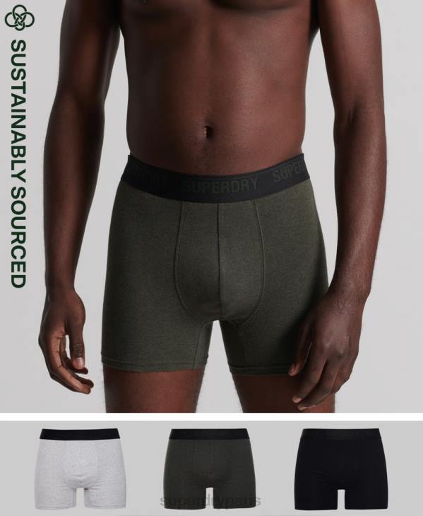 Superdry Hommes lot de trois boxers en coton bio D64Z1846 vêtements noir