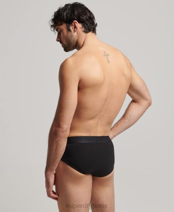 Superdry Hommes lot de trois slips en coton bio D64Z1862 vêtements noir