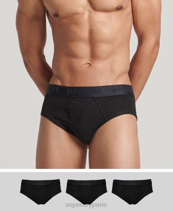 Superdry Hommes lot de trois slips en coton bio D64Z1866 vêtements noir