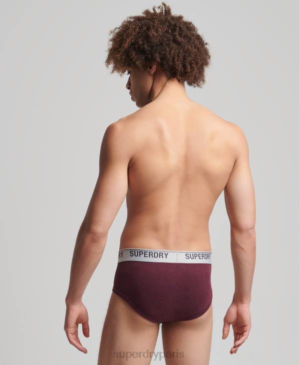 Superdry Hommes lot de trois slips en coton bio D64Z1871 vêtements rouge