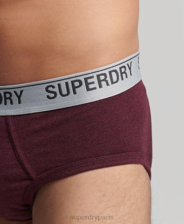 Superdry Hommes lot de trois slips en coton bio D64Z1871 vêtements rouge