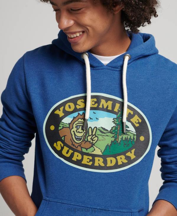 Superdry Hommes autocollant de voyage à capuche D64Z587 vêtements bleu foncé