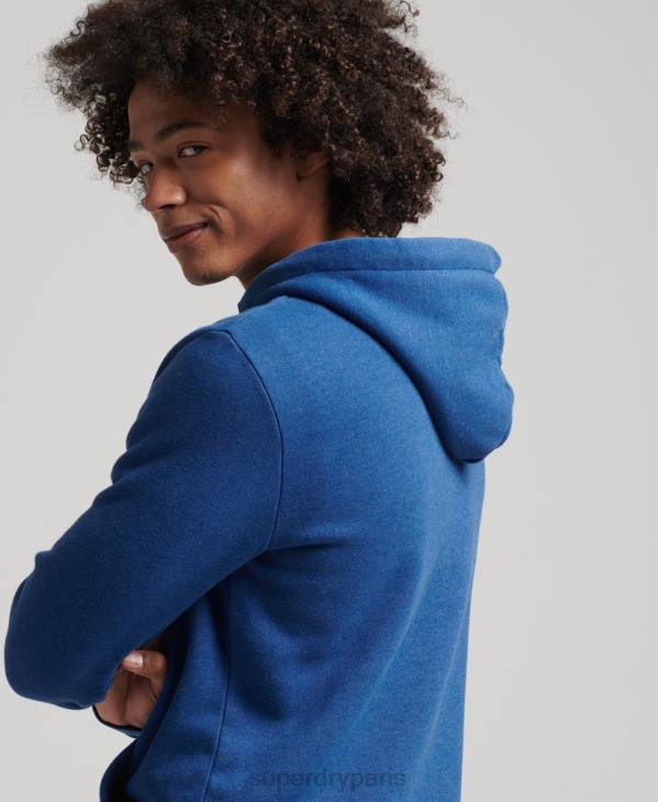 Superdry Hommes autocollant de voyage à capuche D64Z587 vêtements bleu foncé