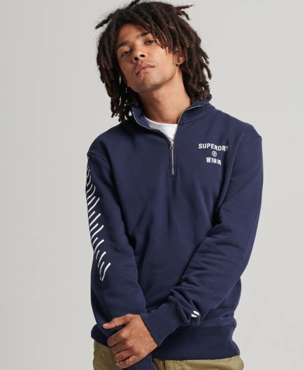 Superdry Hommes code core sport sweat demi-zip D64Z5091 vêtements marine