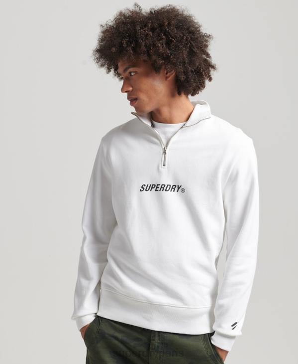 Superdry Hommes code core sport sweat demi-zip D64Z5182 vêtements blanc